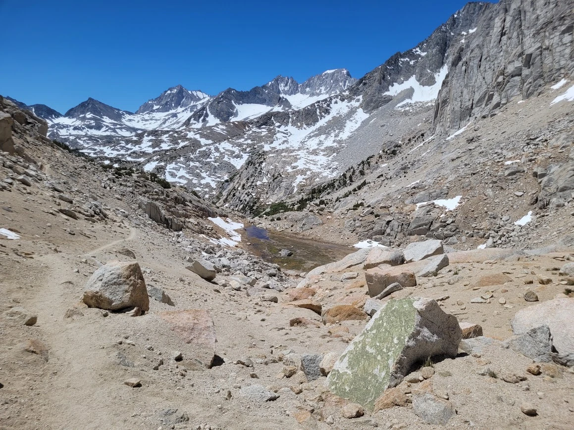The rocky route back over Mono Pass.